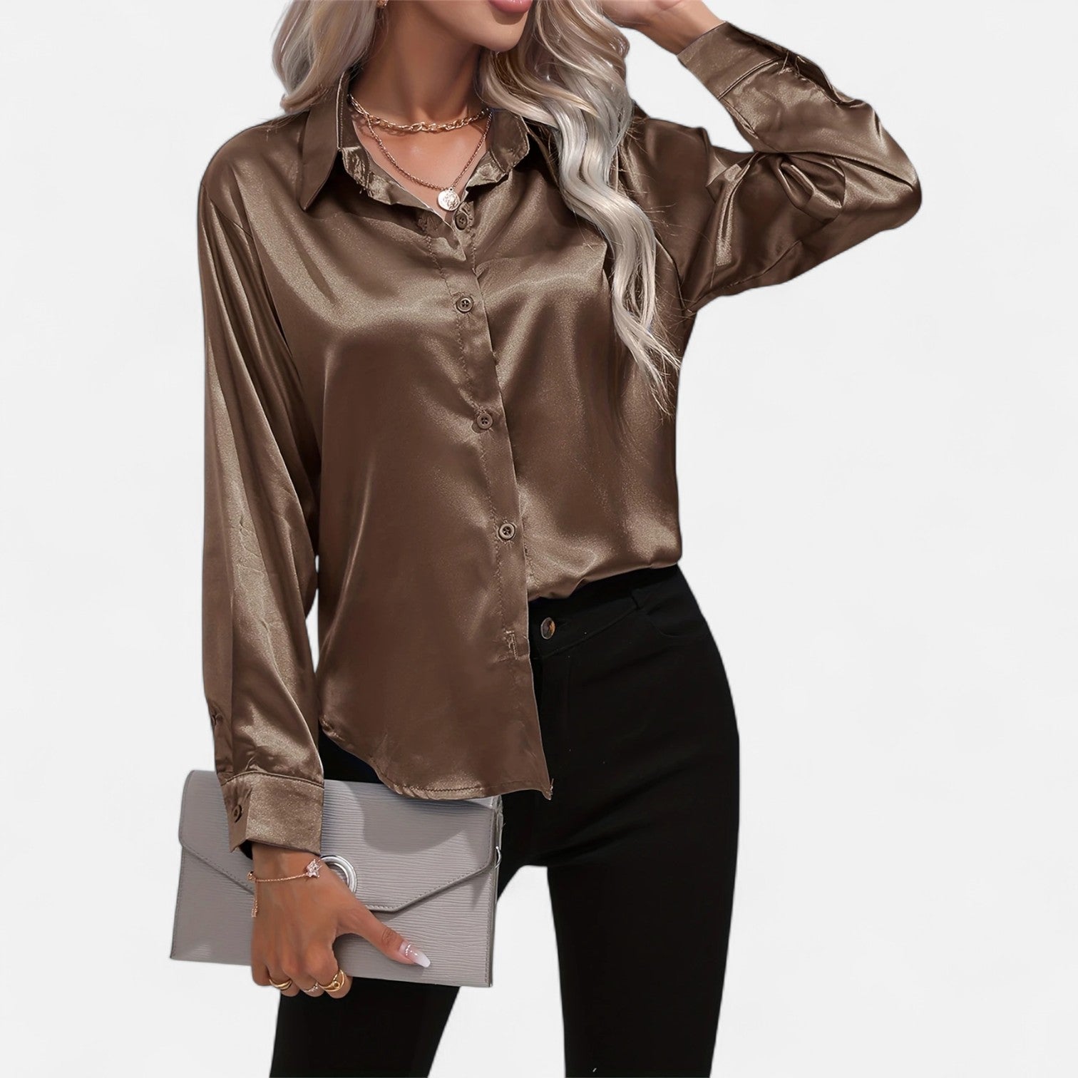 Satin Long Sleeve Blouse