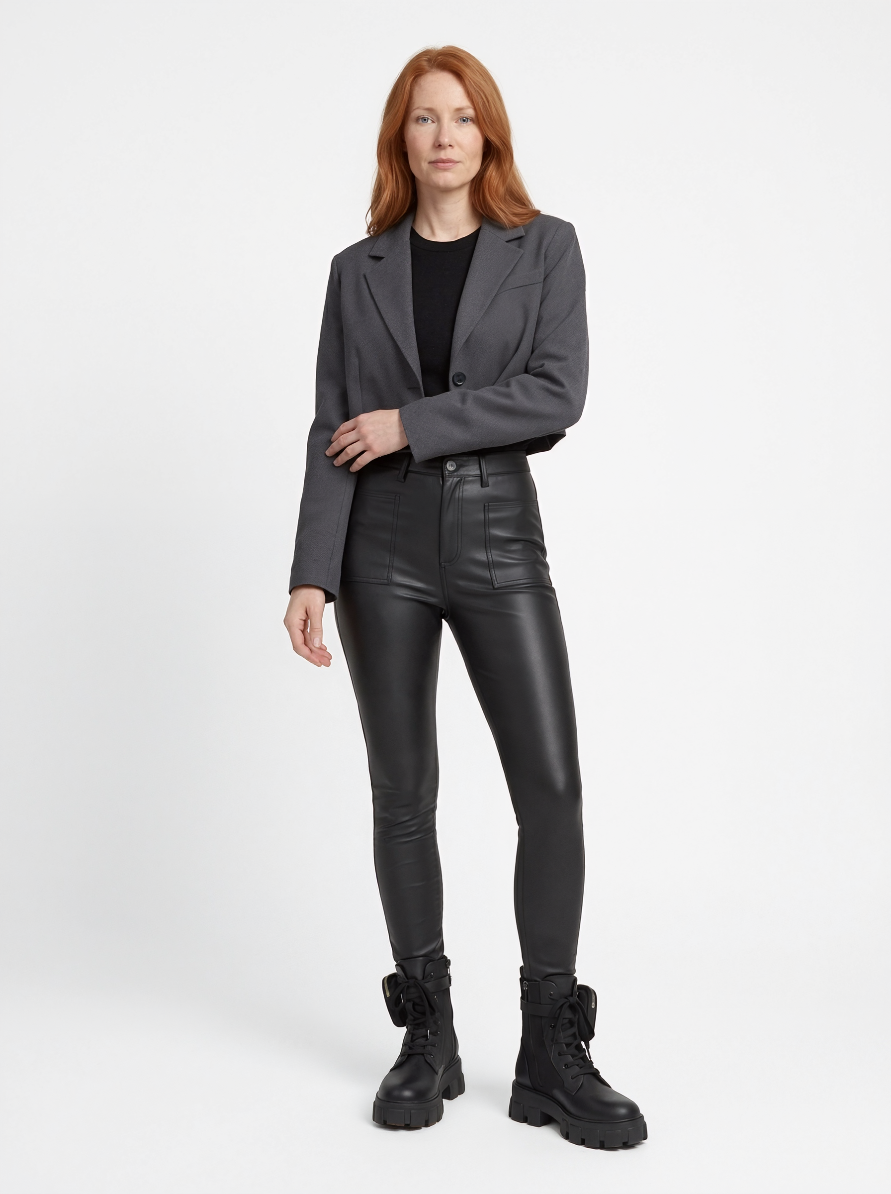 Faux Leather Slim Fit Trousers