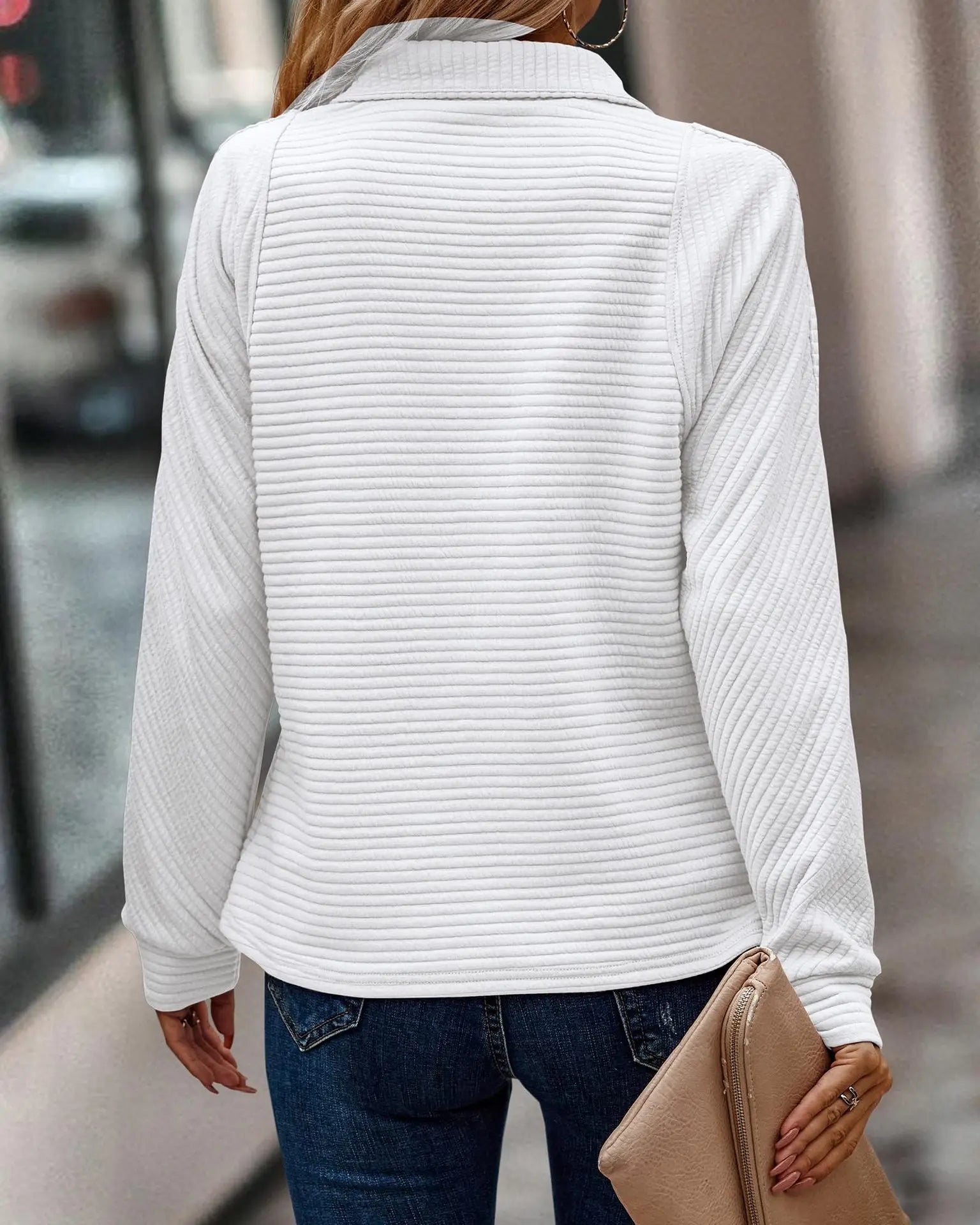 Knit Ribbed Quarter-Zip Pullover