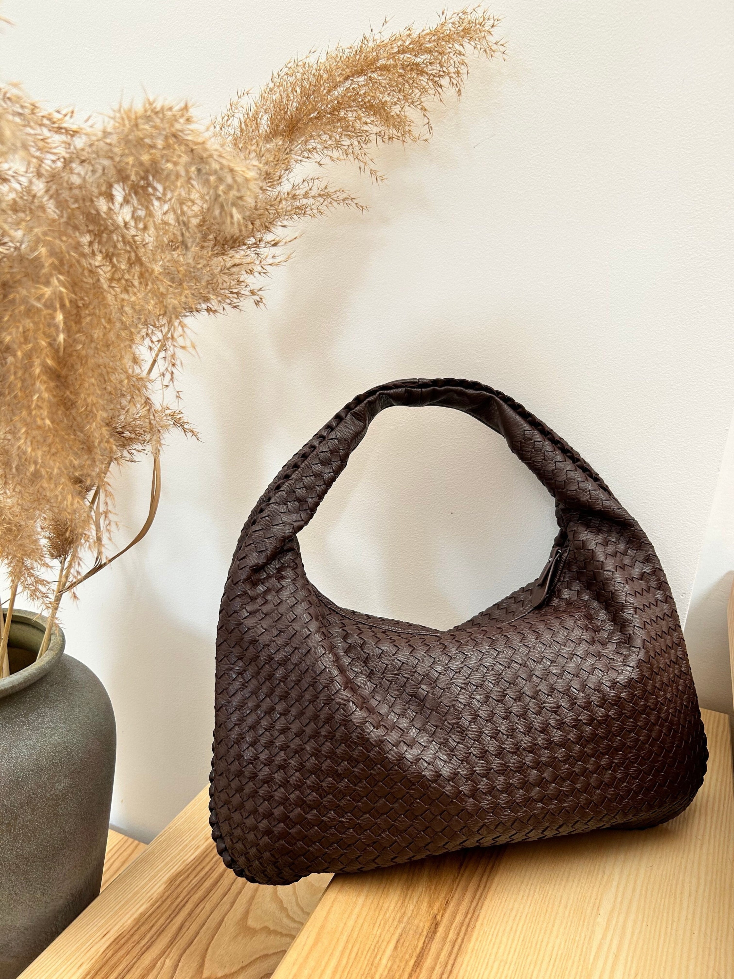 Oversized Woven Hobo Shoulder Bag