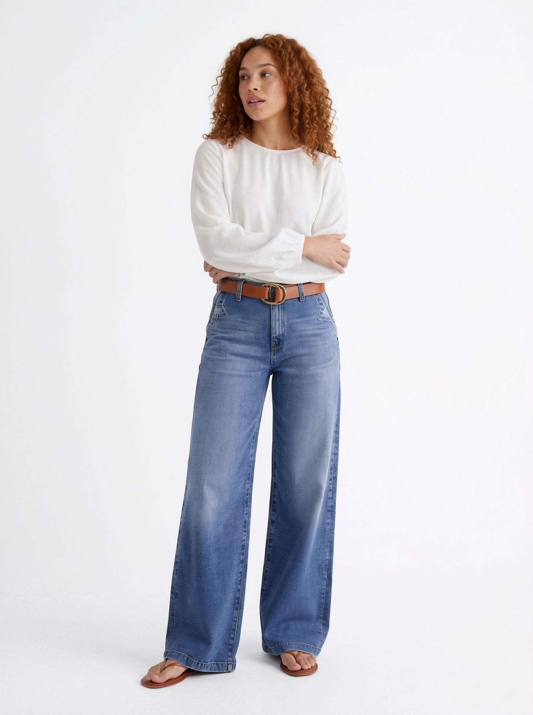 High Waist Wide Leg Denim Jeans