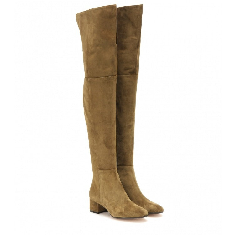 Tan Suede Over-the-Knee Boots