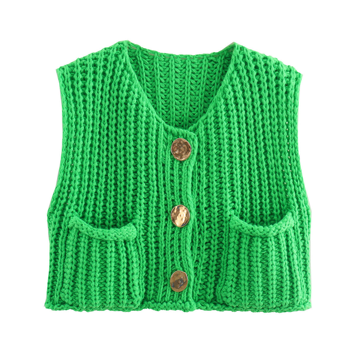 Knit Sleeveless Button Cardigan