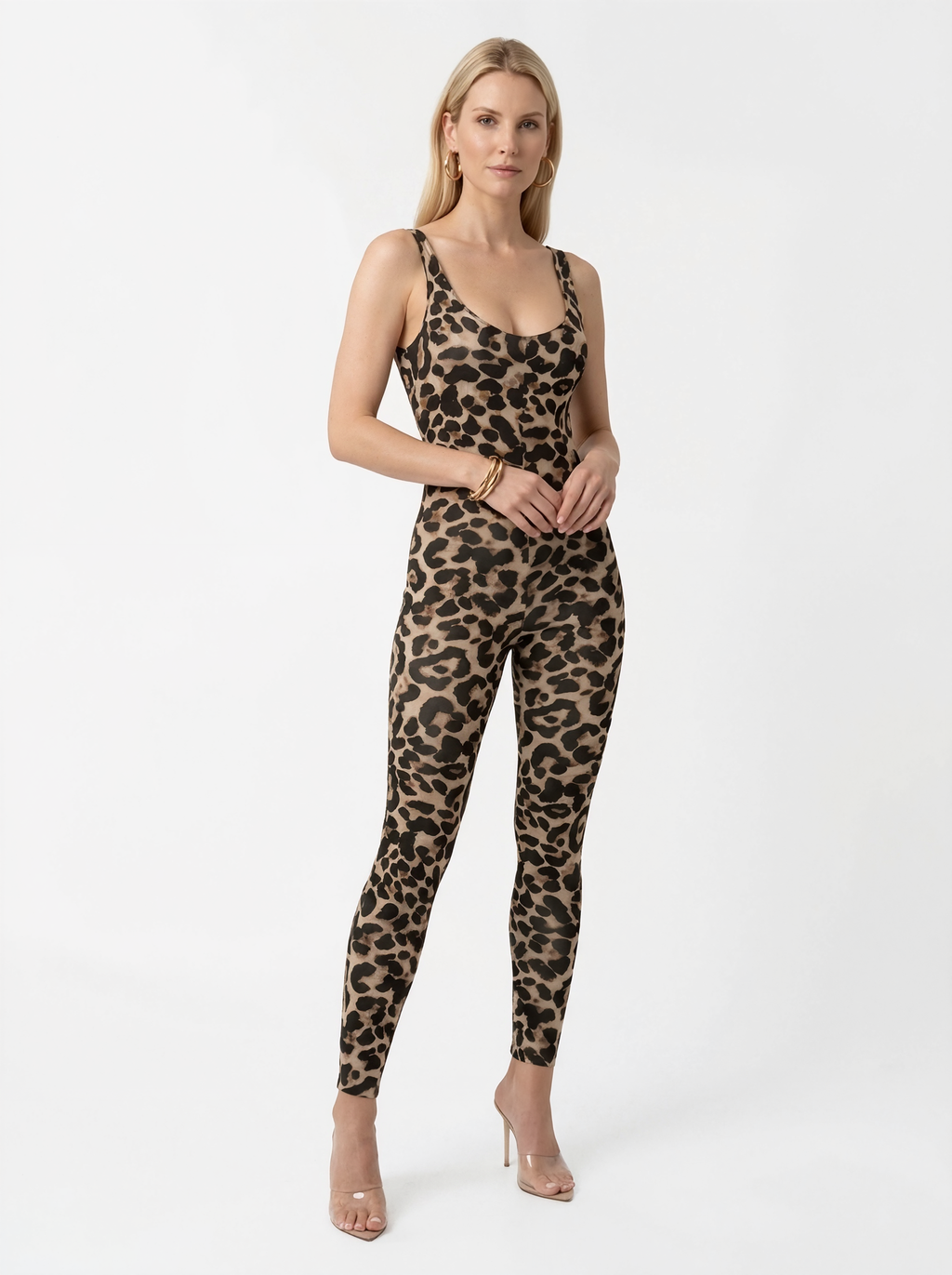 Sleeveless Panther Print Jumpsuit