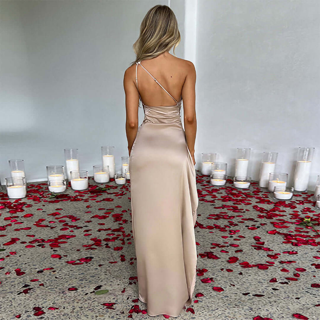 One Shoulder Side Split Long Dress