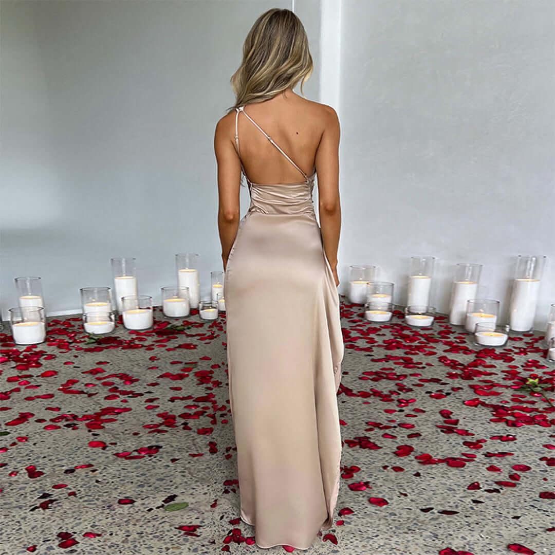 One Shoulder Side Split Long Dress