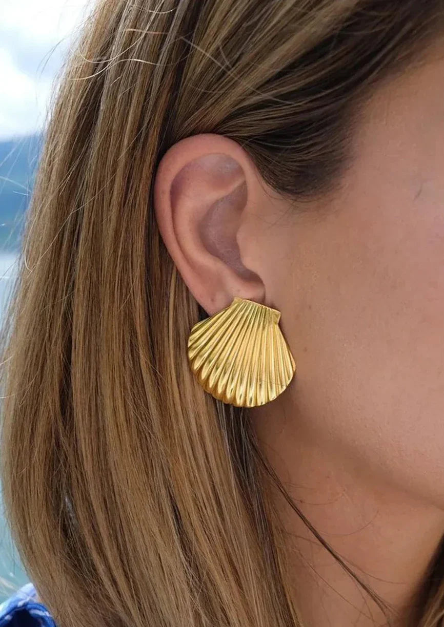 Waterproof Gold Shell Earrings