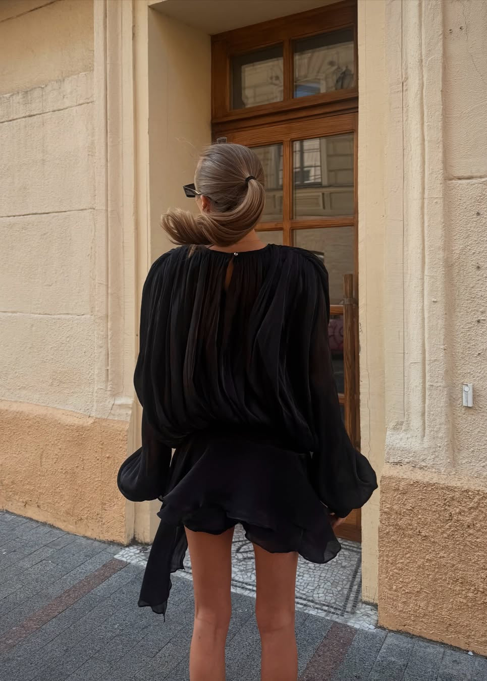 Pleated Tiered Mini Dress