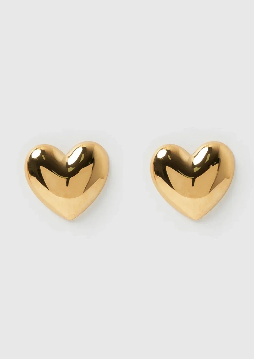 Polished Gold Heart Stud Earrings