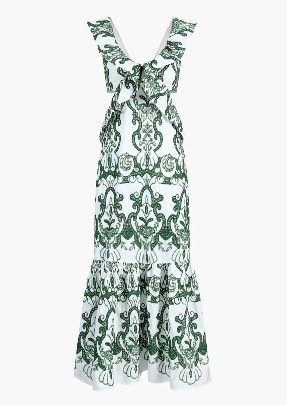 Green Floral Cut Out Maxi Dress
