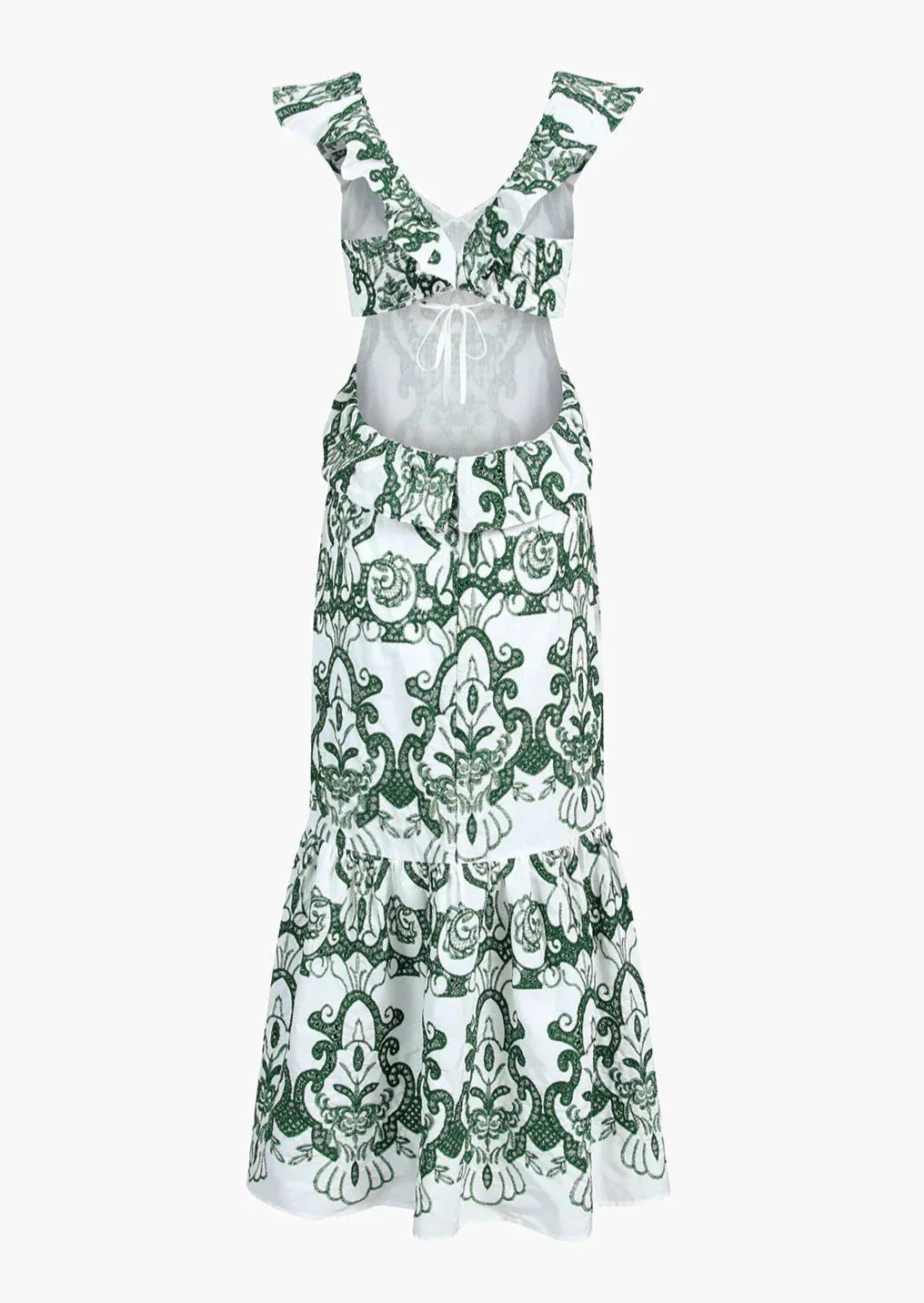 Green Floral Cut Out Maxi Dress