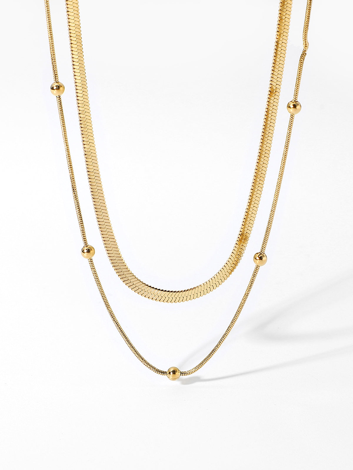 Layered Gold Bead Necklace