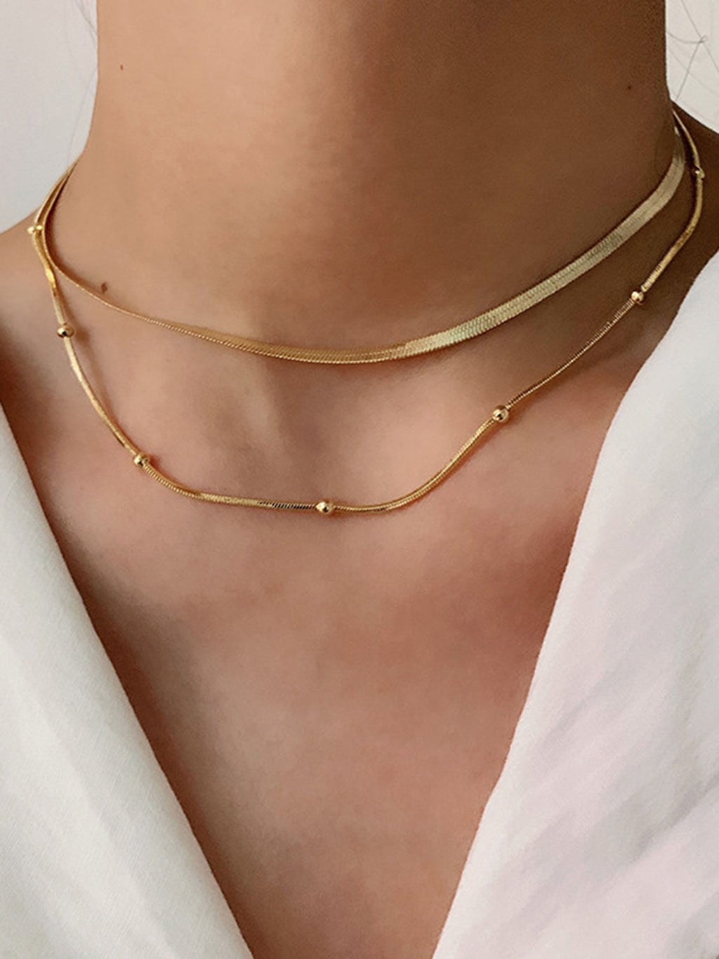 Layered Gold Bead Necklace