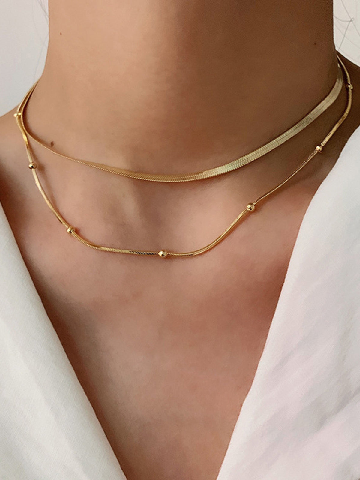 Layered Gold Bead Necklace