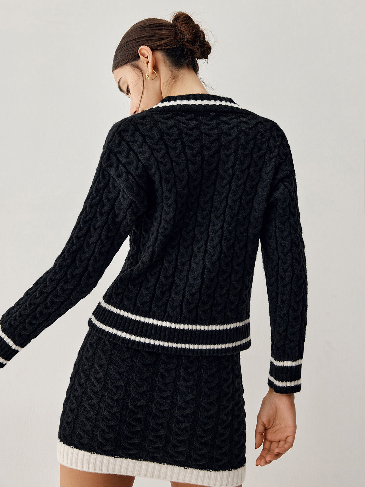 Cable Knit Sweater Skirt Set