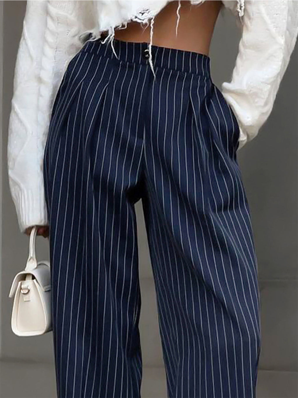 Pinstripe Wide Leg Trousers