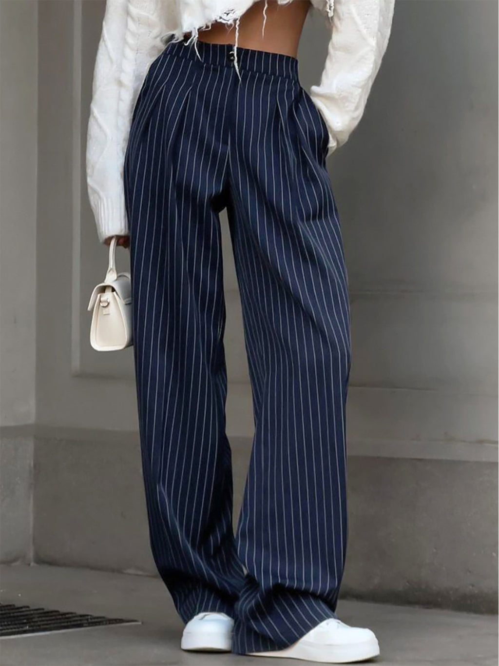 Pinstripe Wide Leg Trousers
