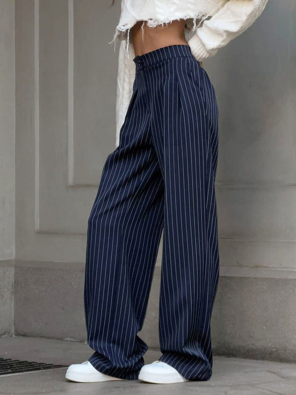 Pinstripe Wide Leg Trousers