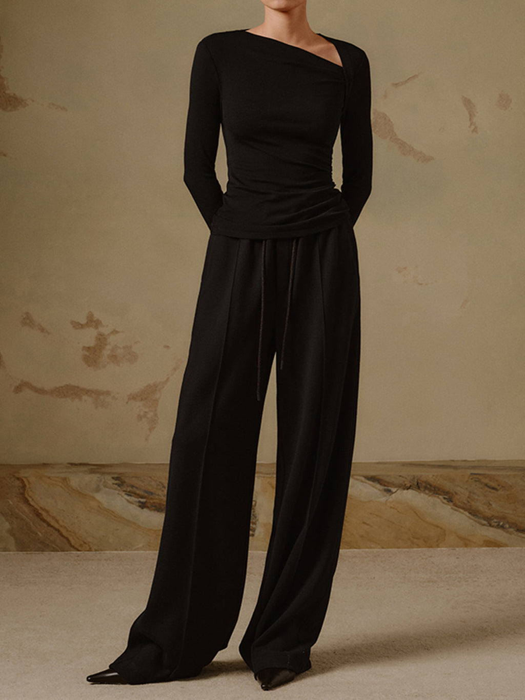 Asymmetrical Long Sleeve Blouse