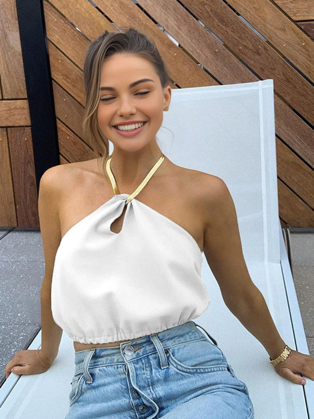 Summer White Halter Crop Top