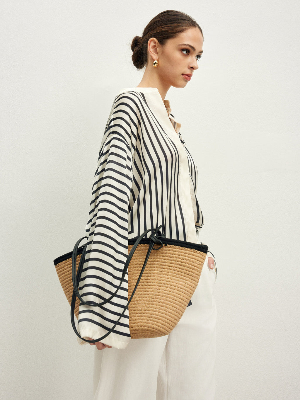 Geometric Striped Long Sleeve Blouse