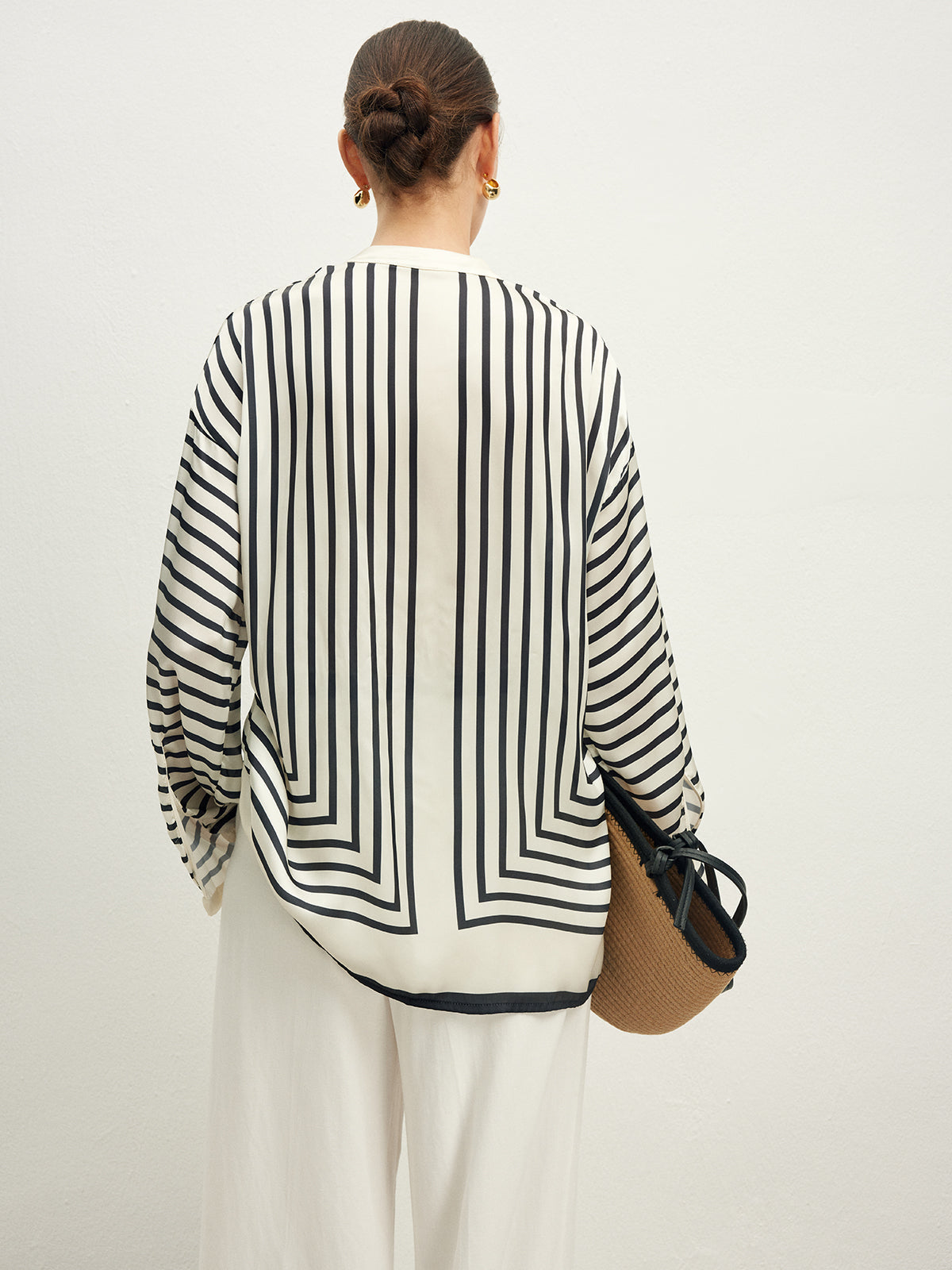 Geometric Striped Long Sleeve Blouse