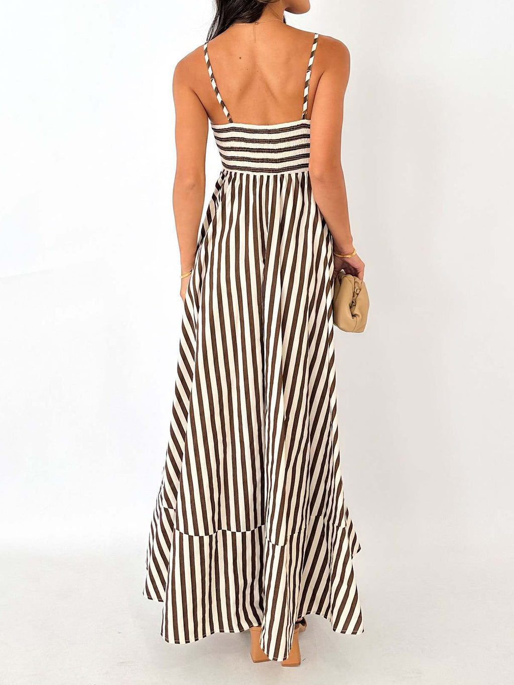Striped Pleated Maxi Dress