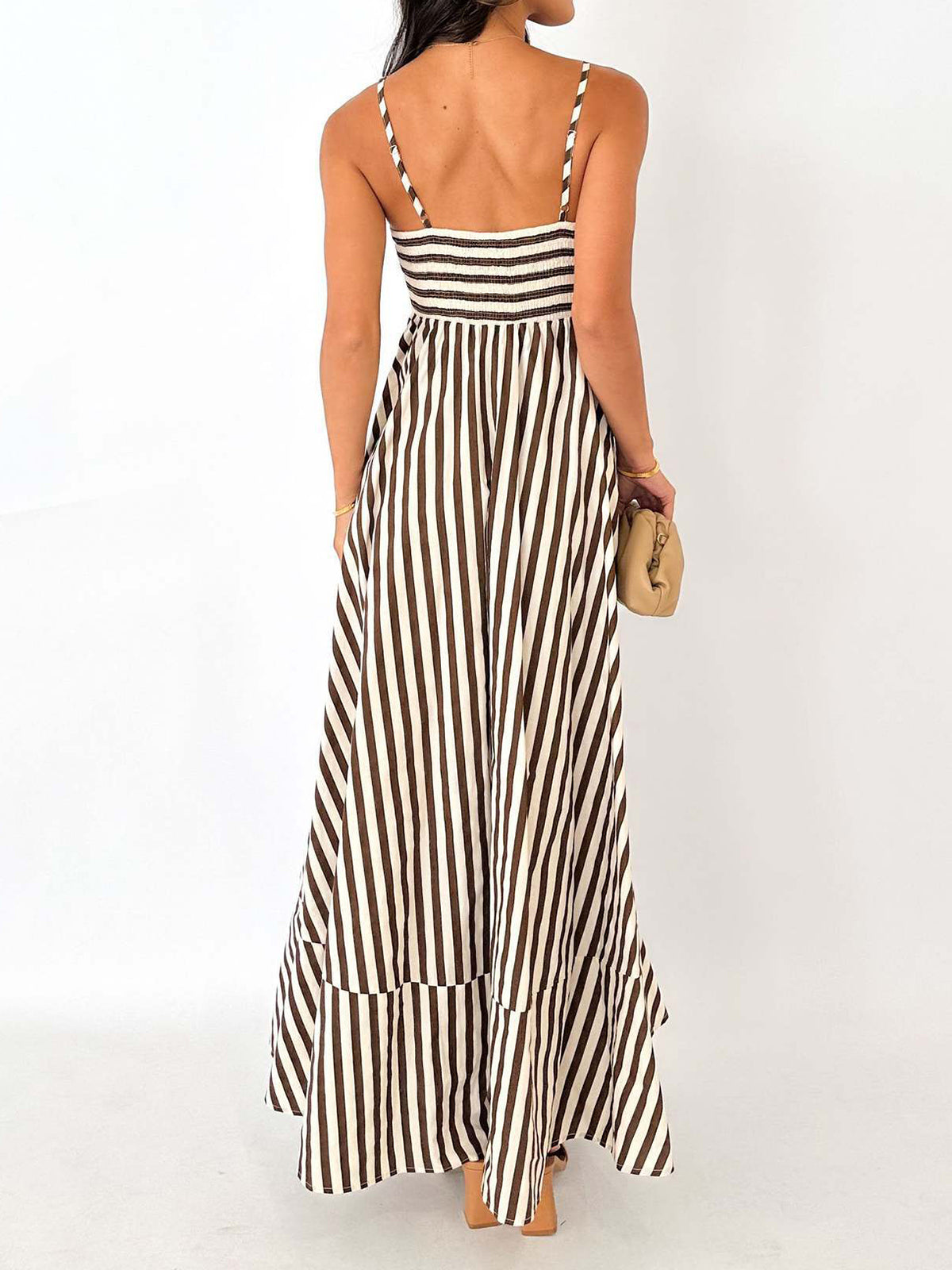Striped Pleated Maxi Dress
