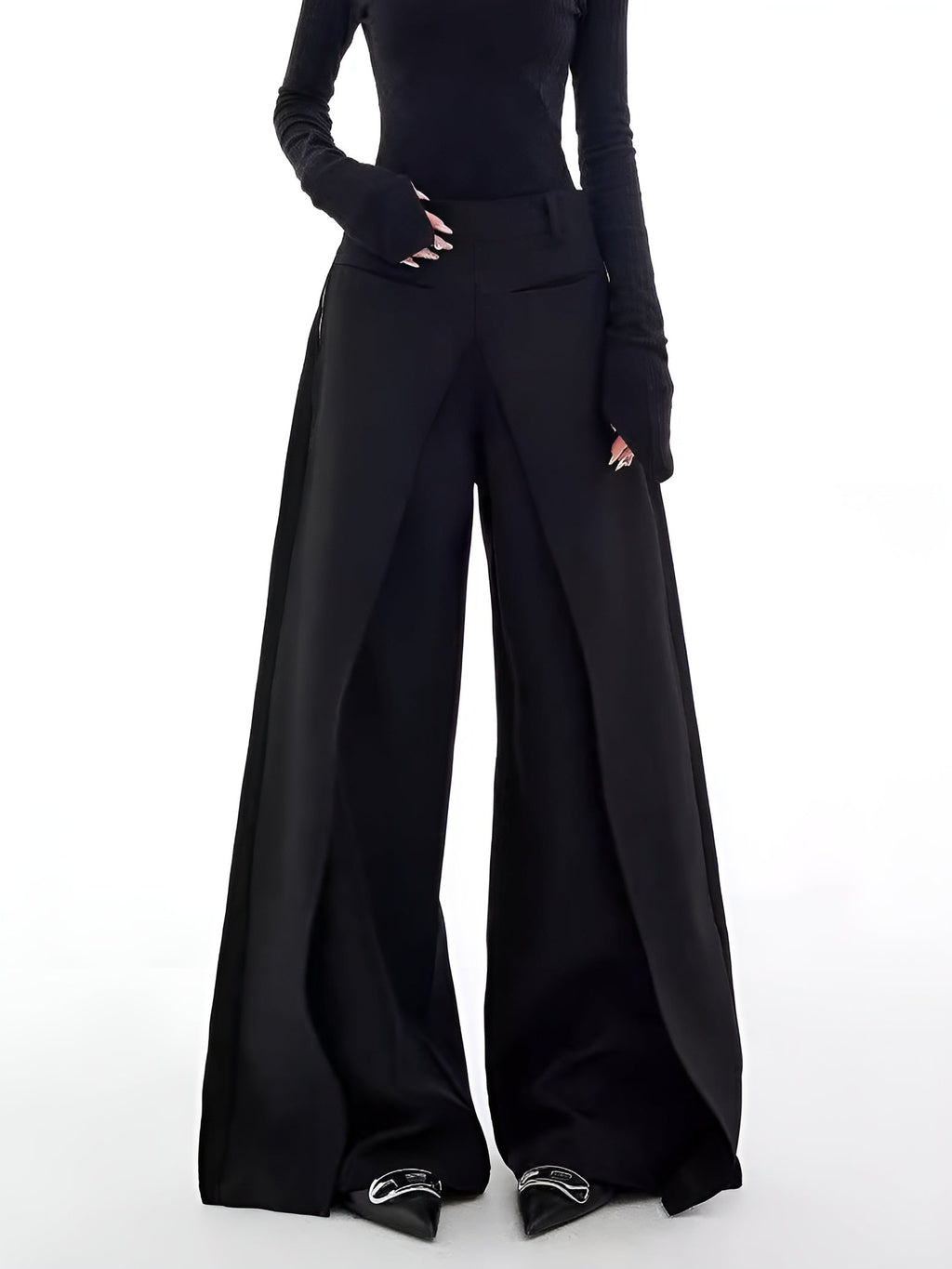 High Waist Split Wide Leg Trousers