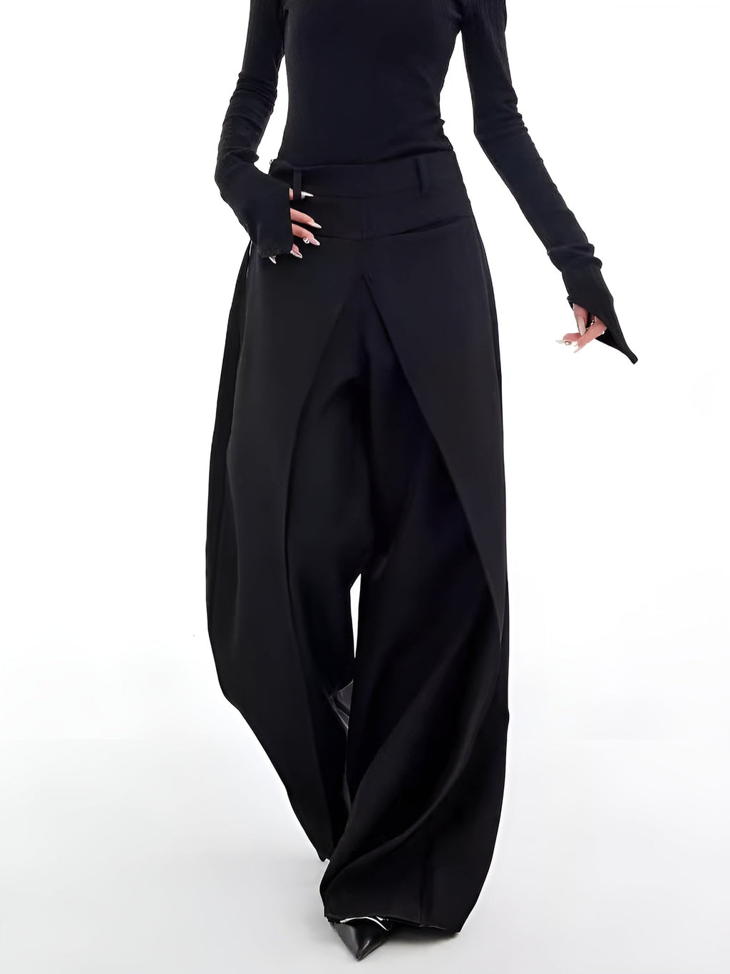 High Waist Split Wide Leg Trousers