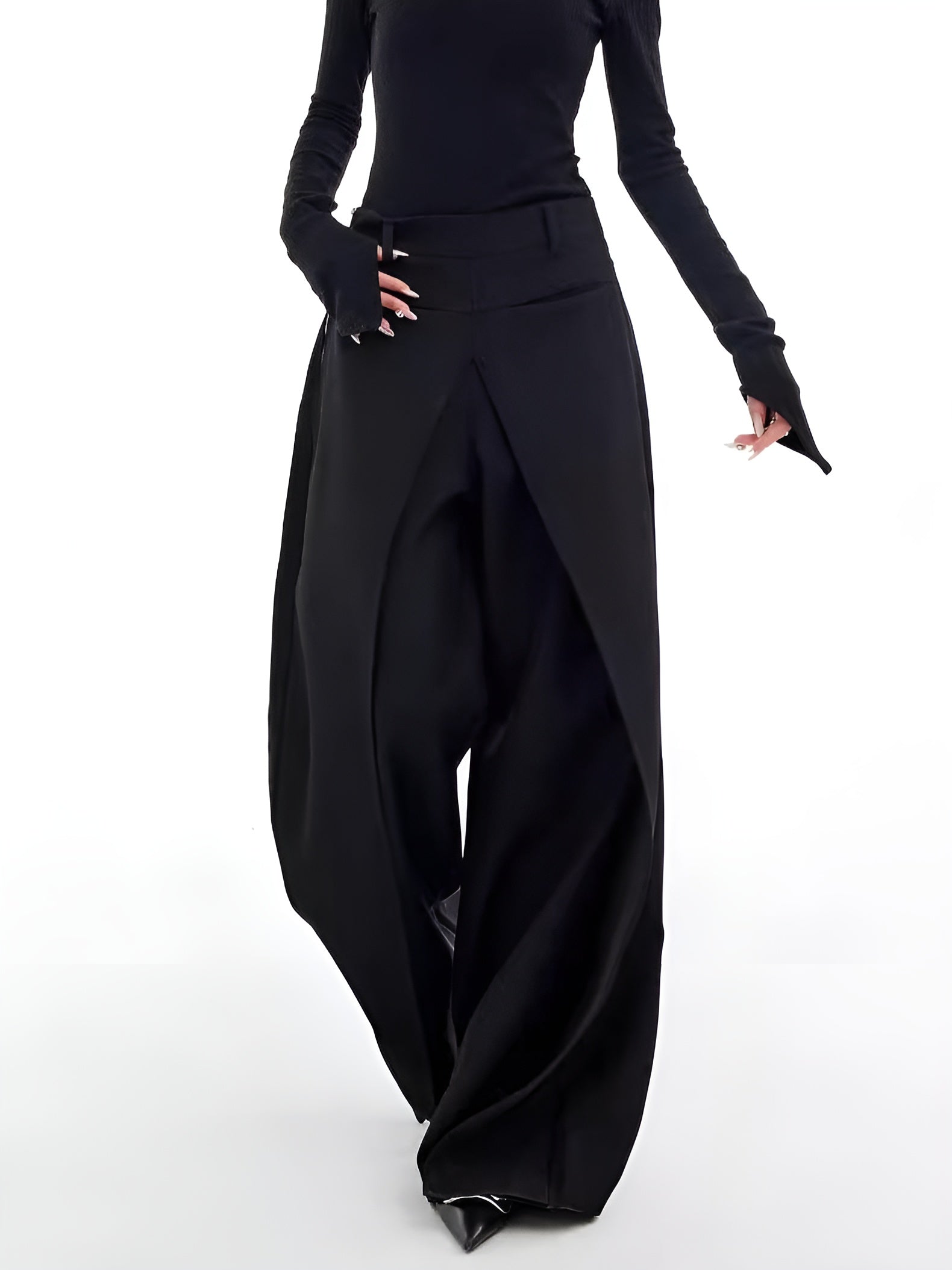 High Waist Split Wide Leg Trousers