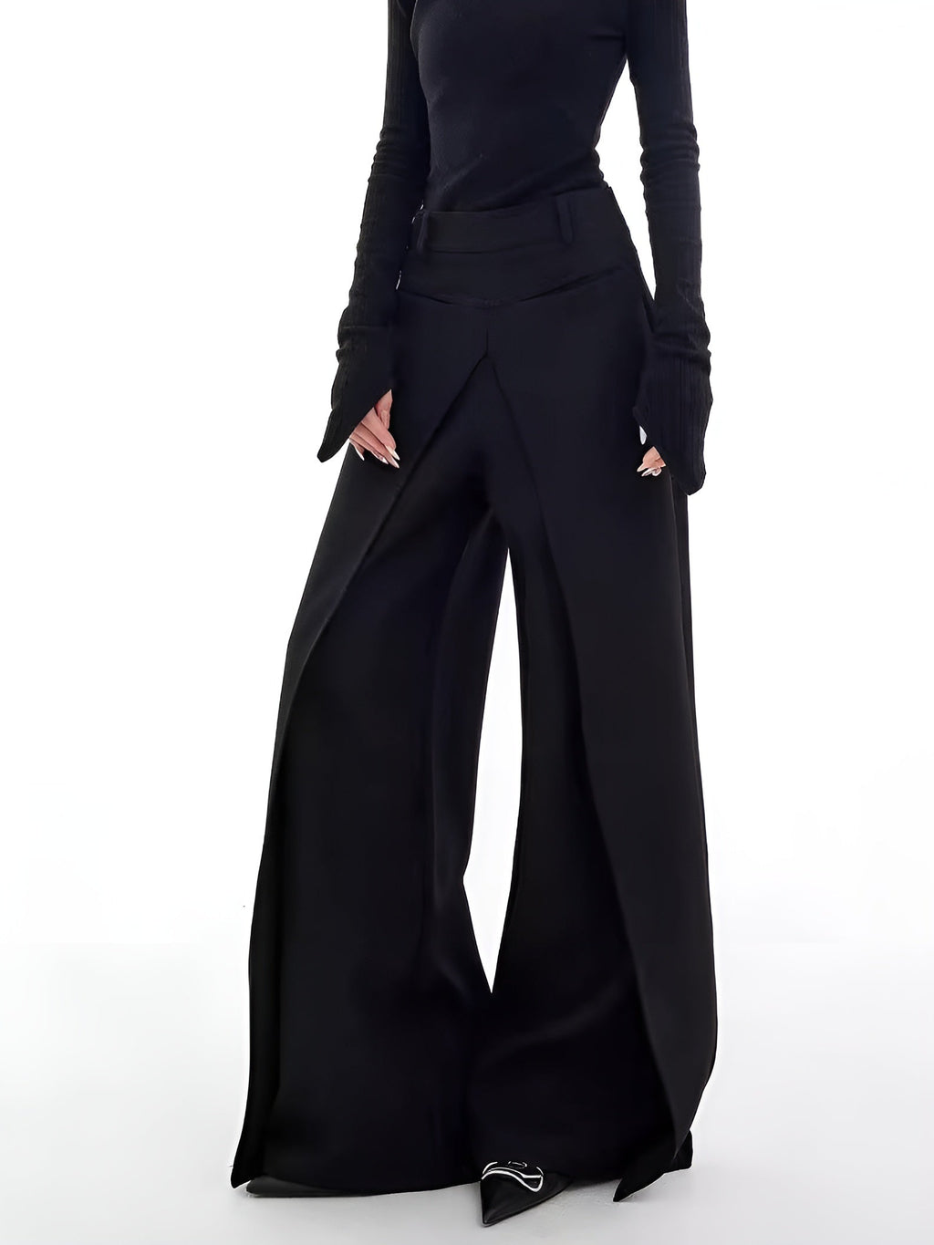 High Waist Split Wide Leg Trousers