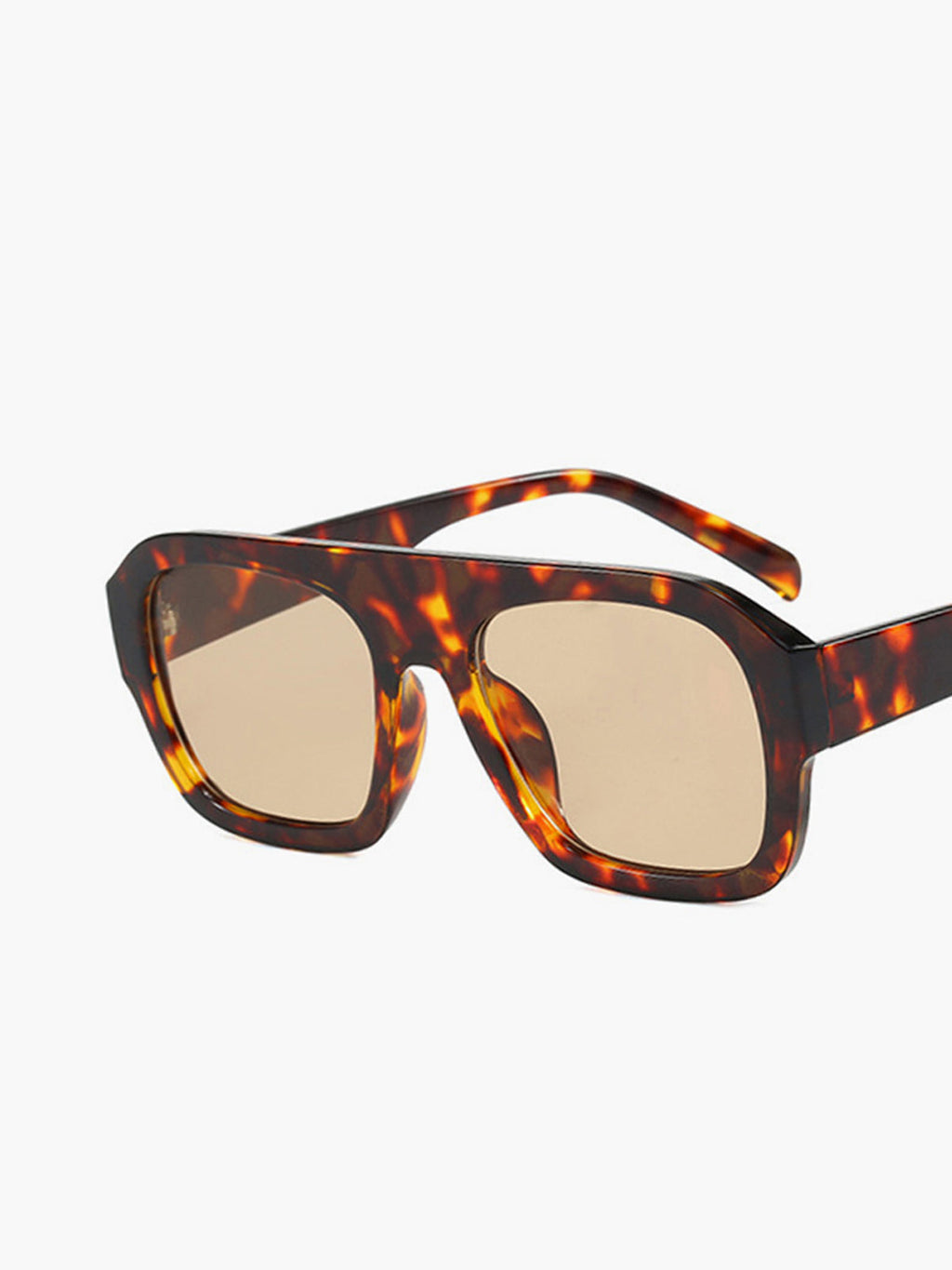 Leopard Print Rectangular Sunglasses
