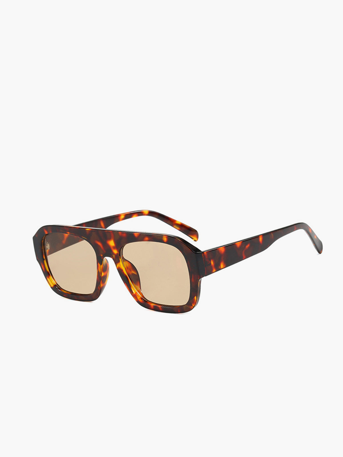 Leopard Print Rectangular Sunglasses