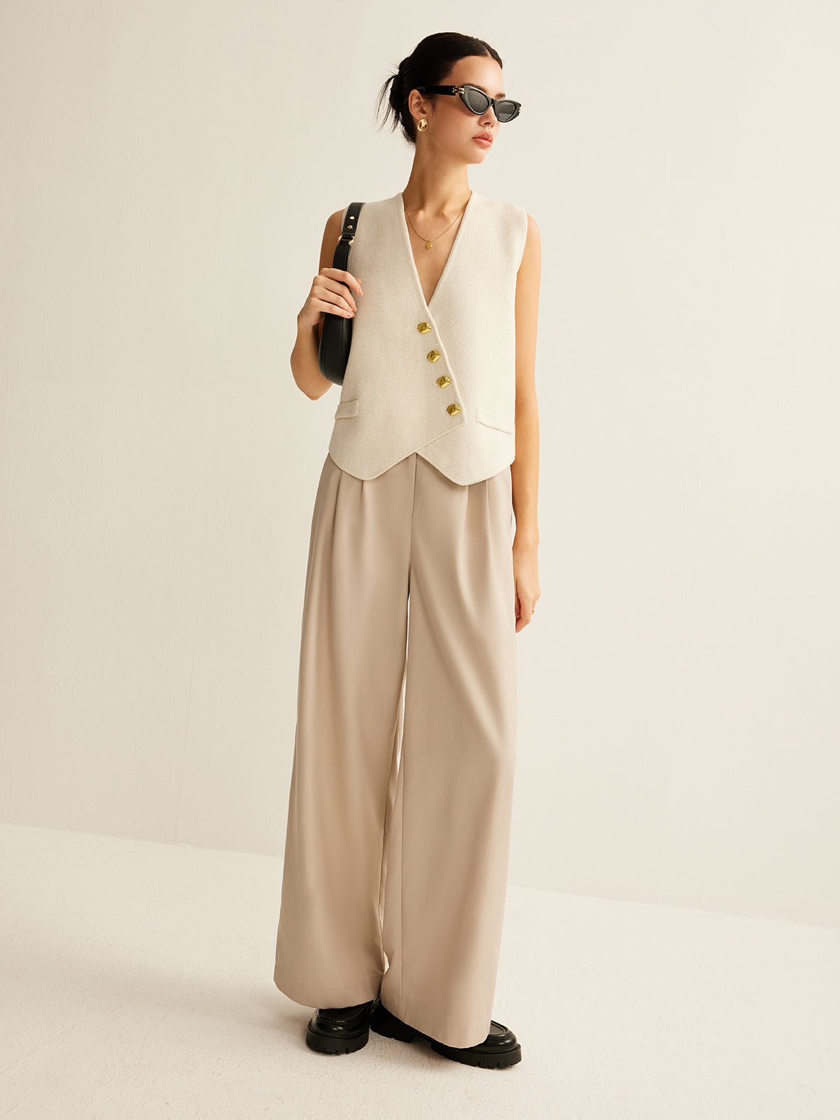 Asymmetrical Button Vest Top