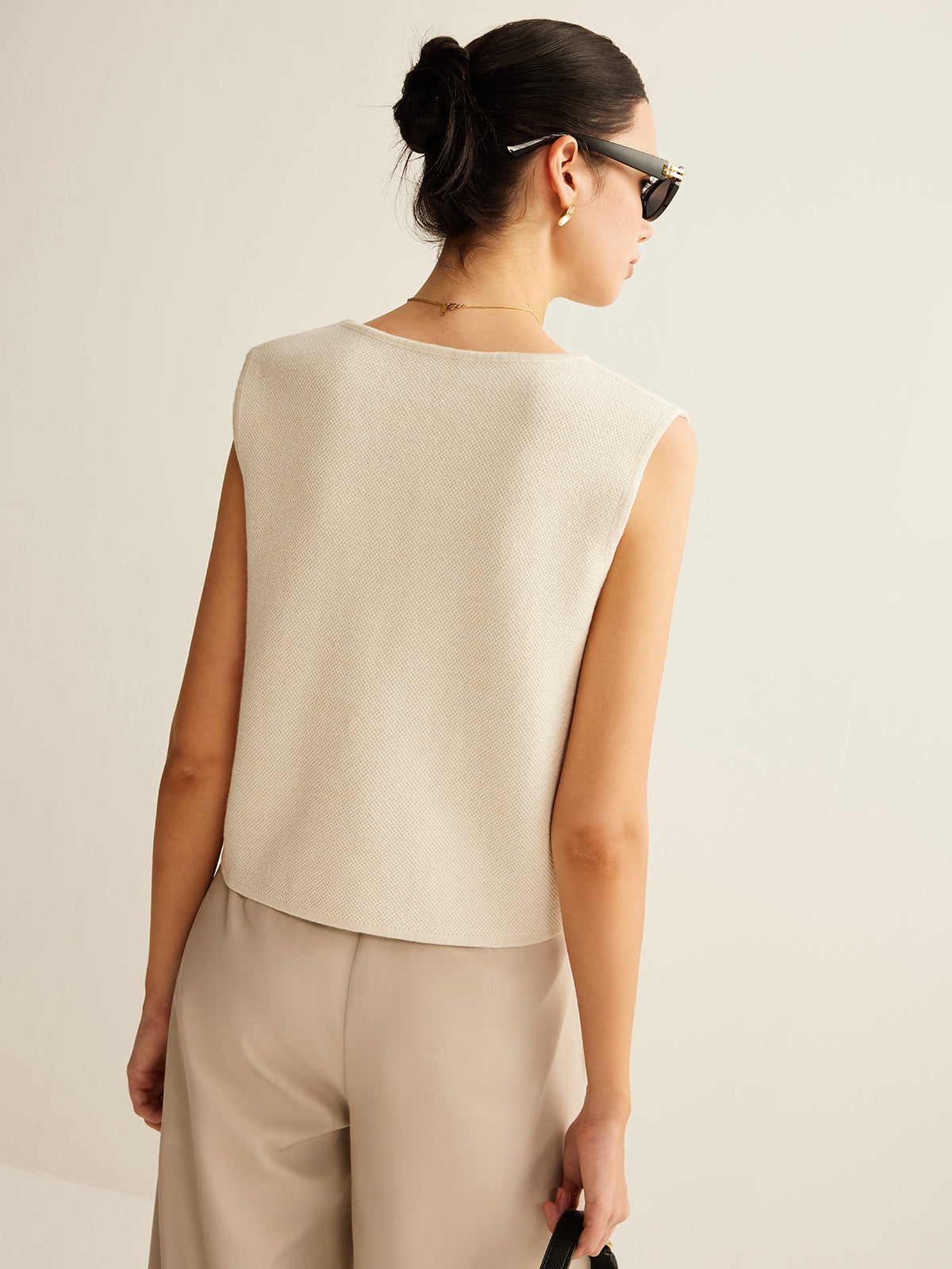 Asymmetrical Button Vest Top