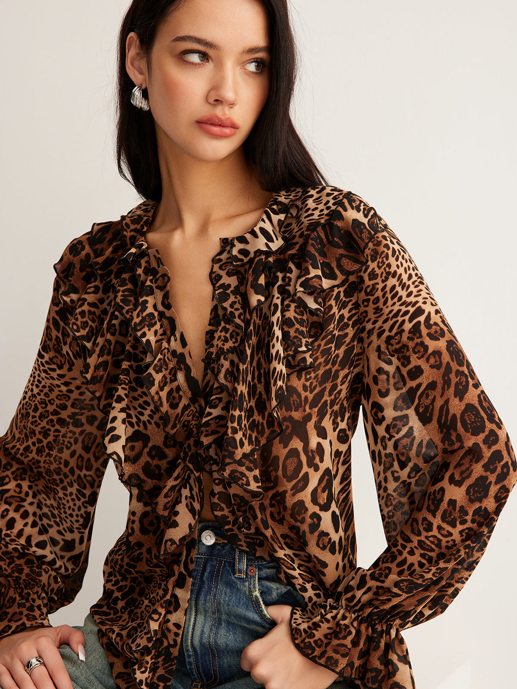 Leopard Ruffle Blouse