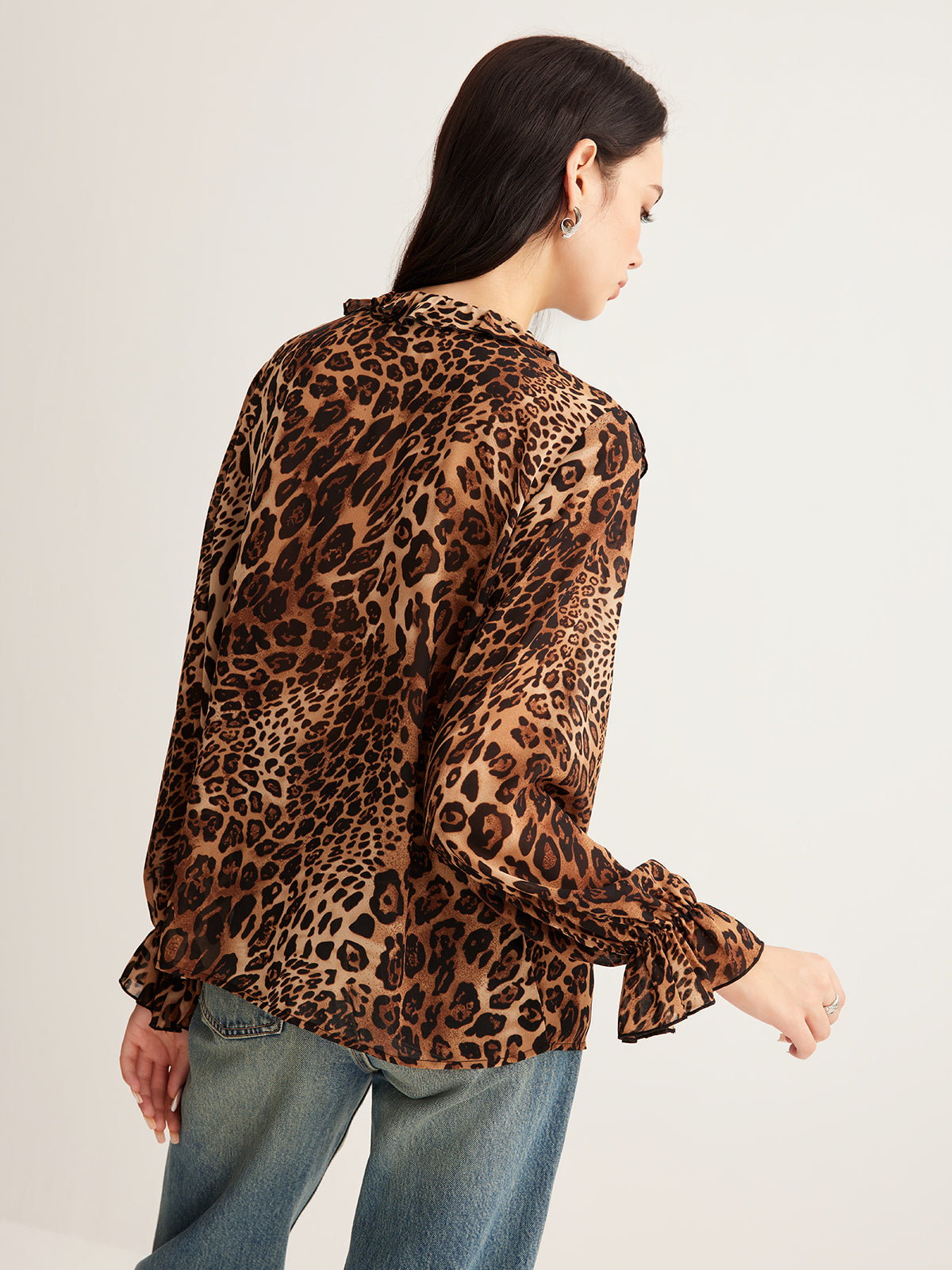 Leopard Ruffle Blouse