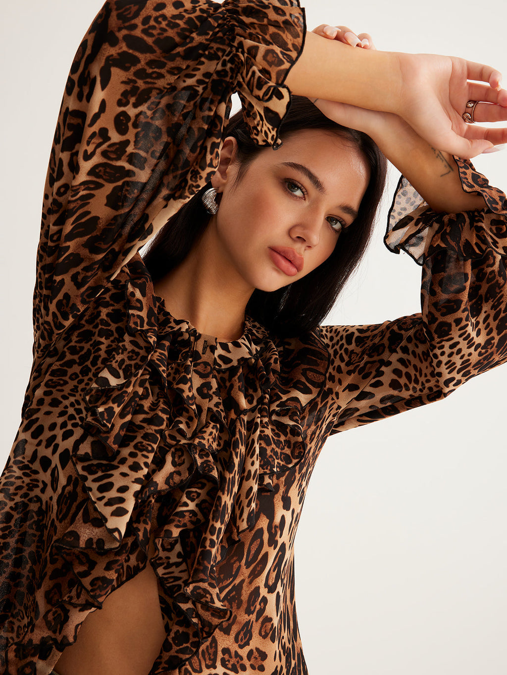 Leopard Ruffle Blouse