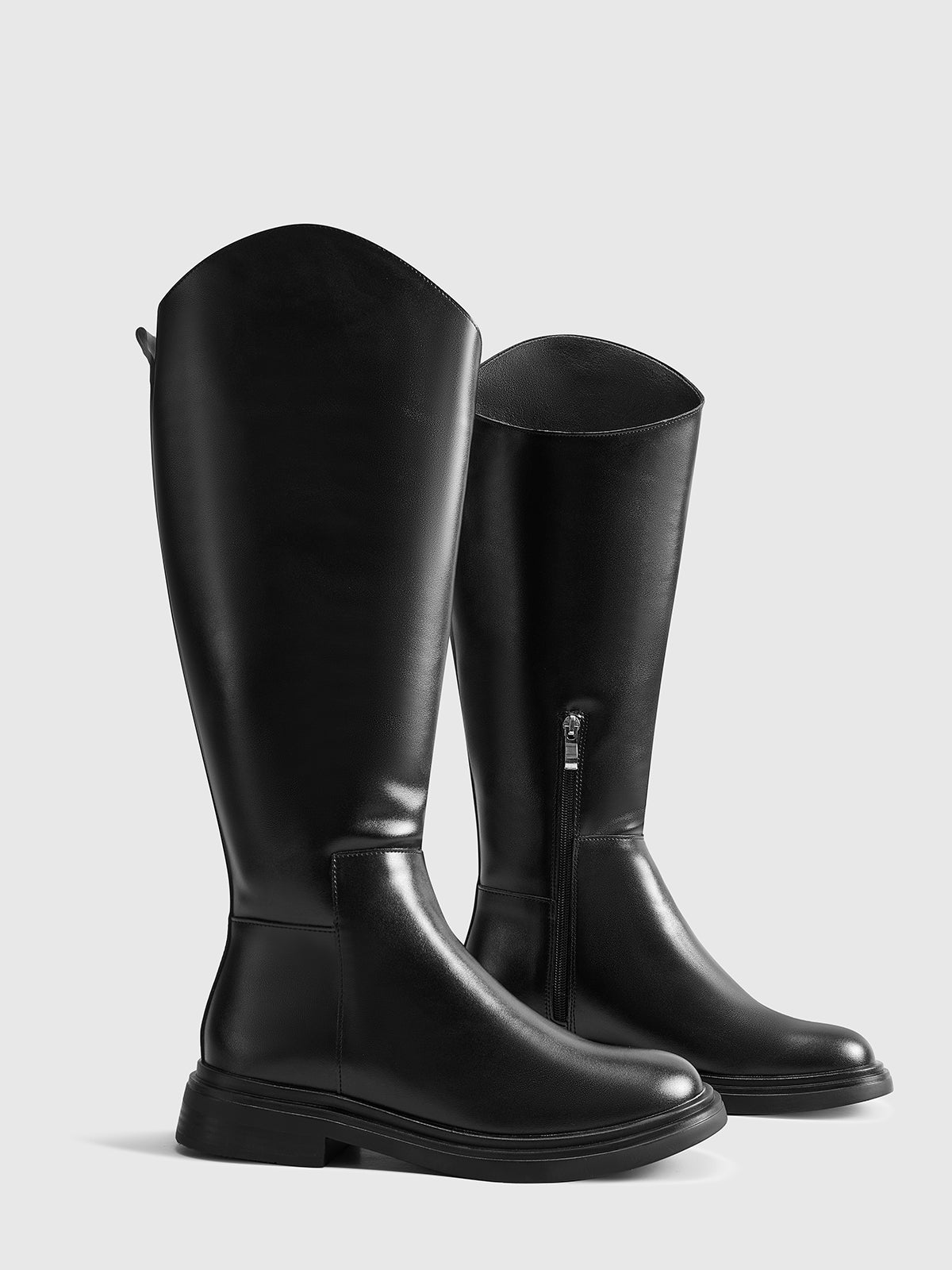 Chic Black Block Heel Knee High Boots
