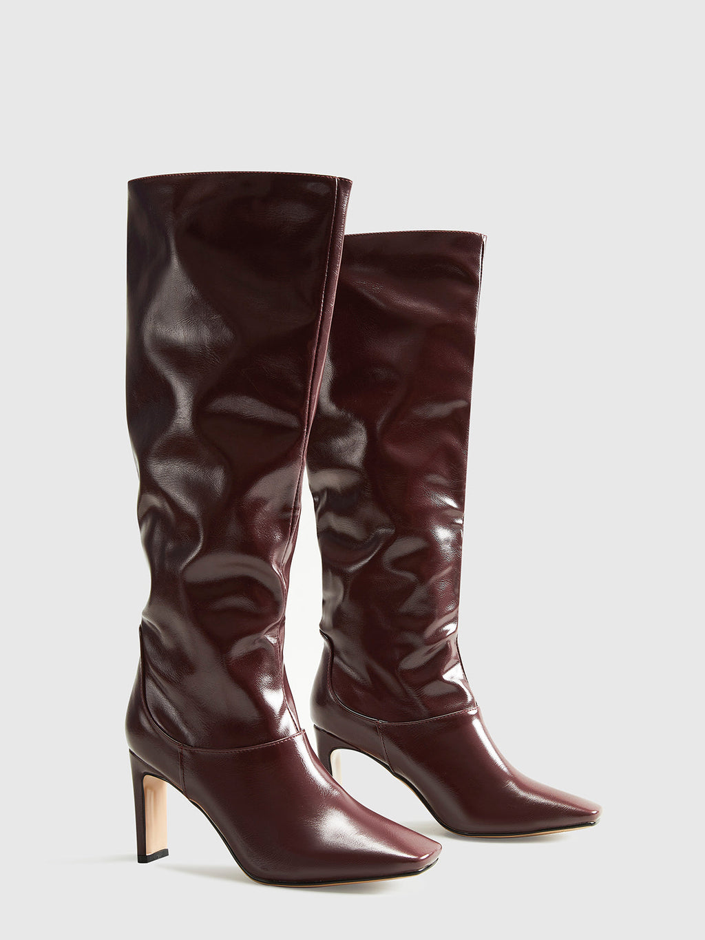 Square Toe High Heel Knee High Boots