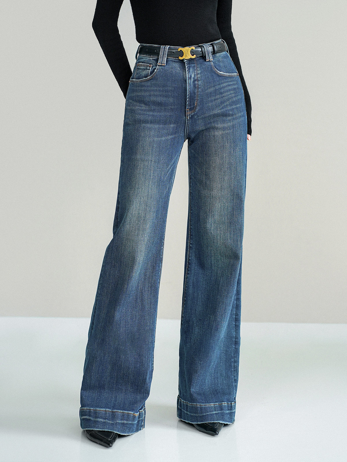 Stretch Mid-Waist Bootcut Jeans