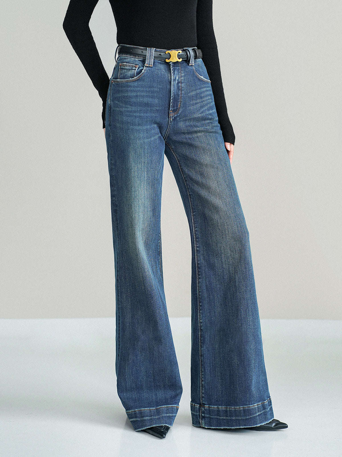 Stretch Mid-Waist Bootcut Jeans
