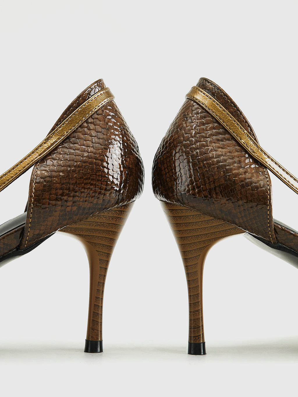 Snake Print Buckle Heels