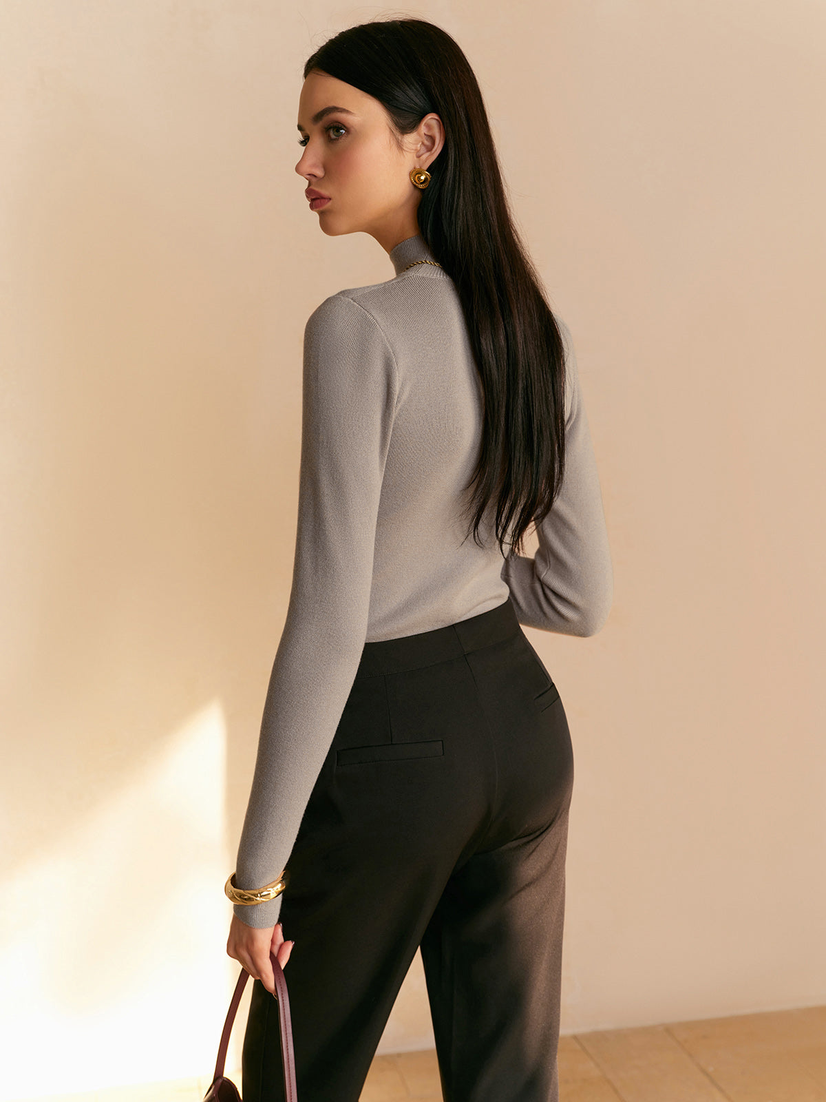Ribbed Turtleneck Blouse