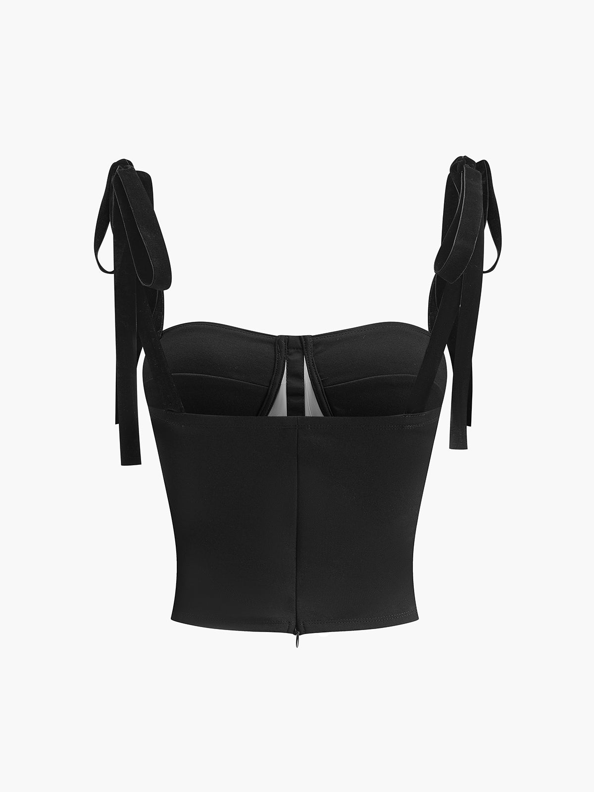 Velvet Tie-Strap Mesh Top