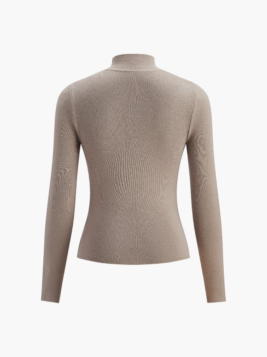 Ribbed Turtleneck Blouse