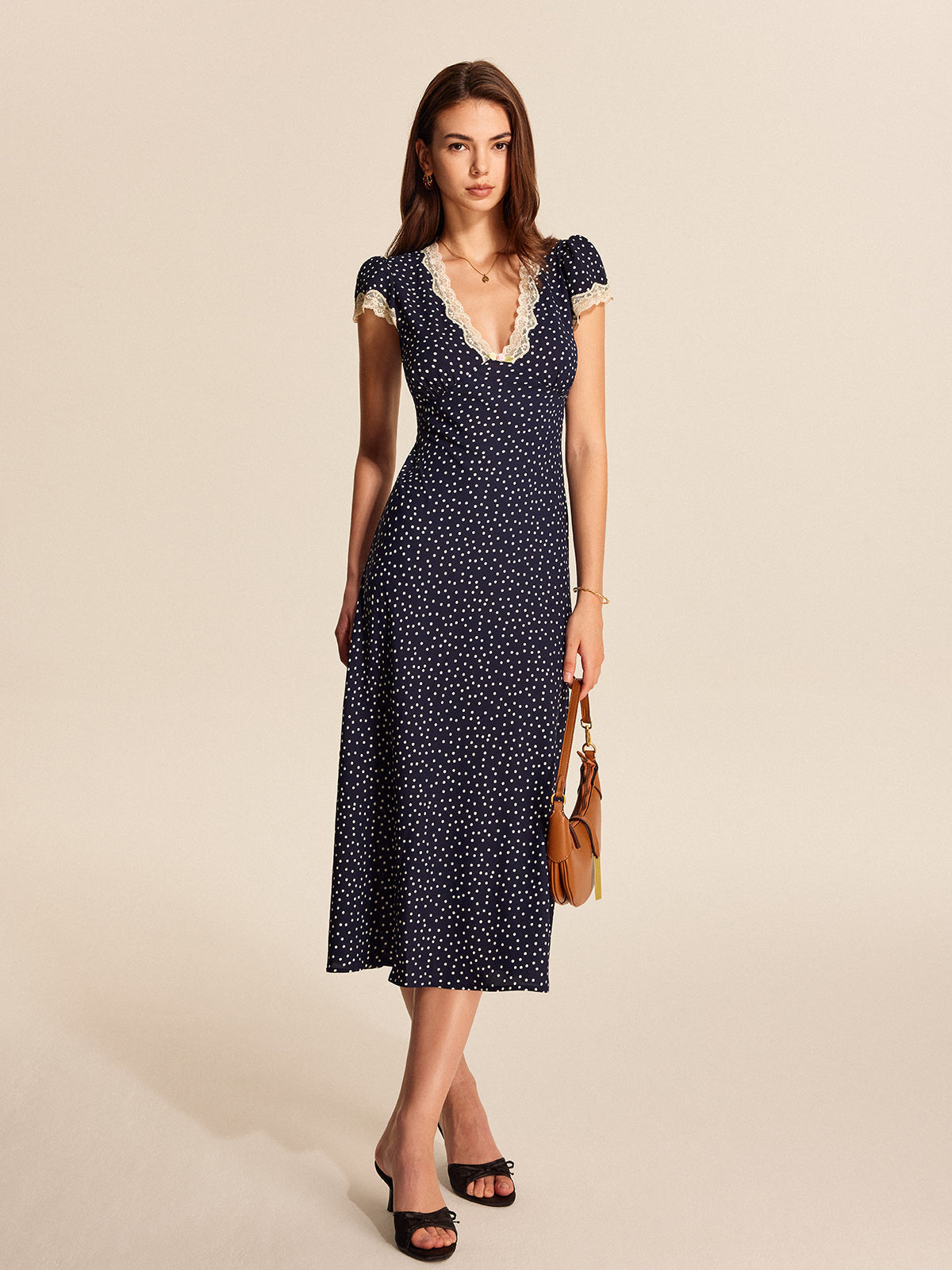 Polka Dot Lace Midi Dress