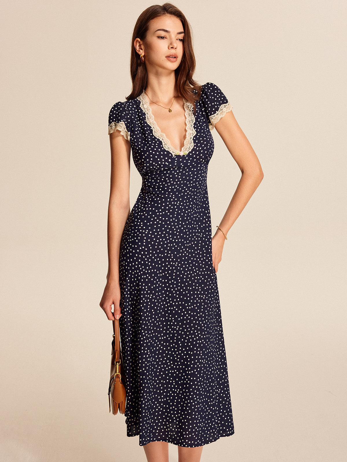 Polka Dot Lace Midi Dress