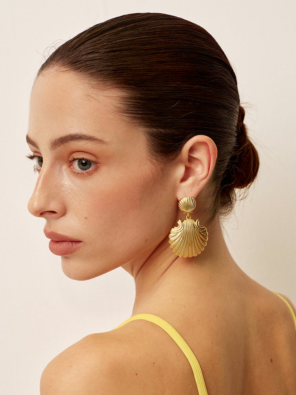 Textured Gold Shell Drop Earrings